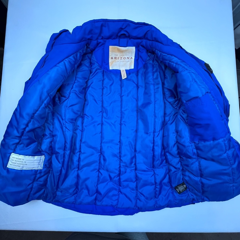 Arizona Boys 10\12 Winter Puffer Coat Jacket Ski Blue Gray Black -No Hood & FLAW - Picture 5 of 11